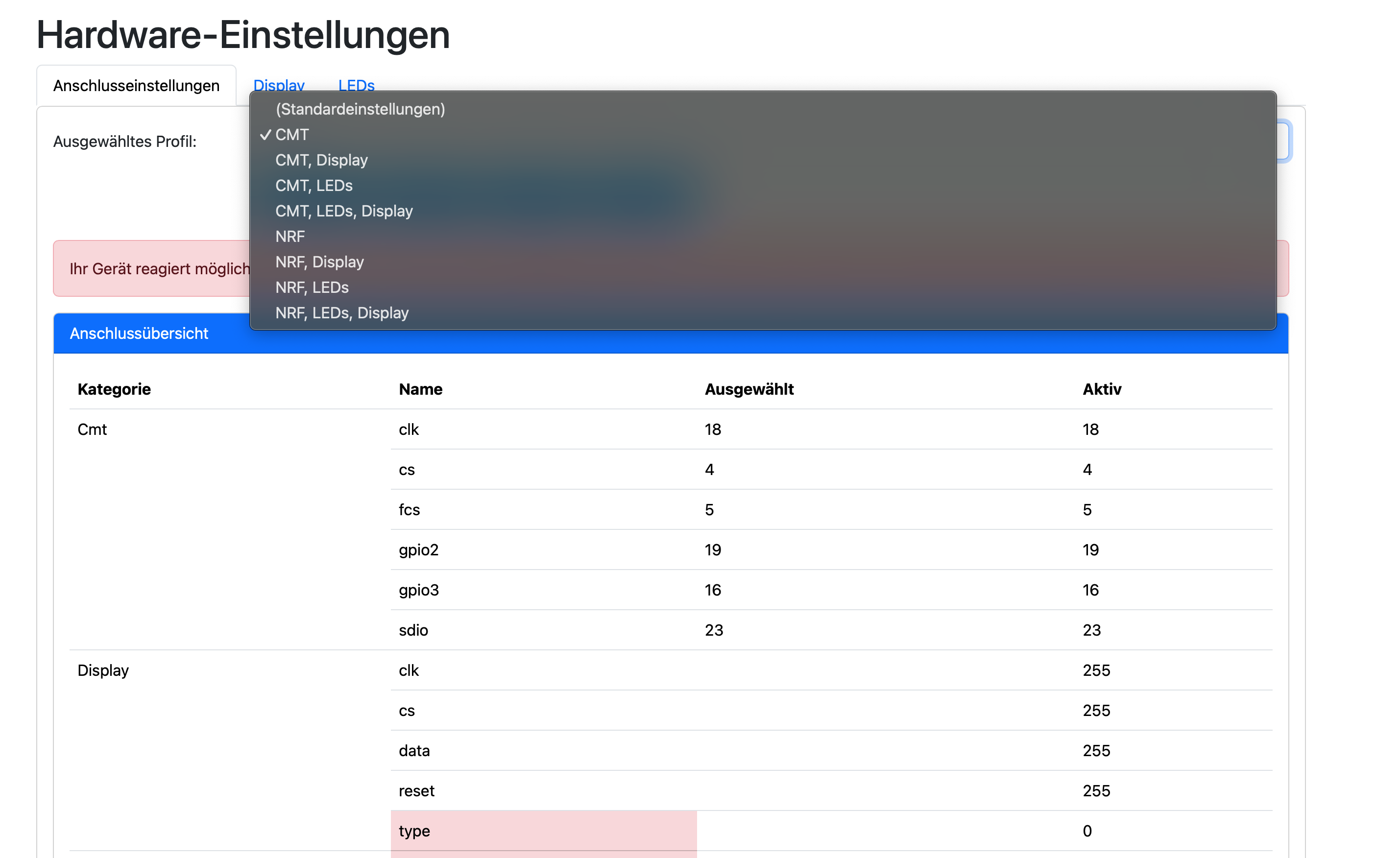 Hardware-Einstellungen